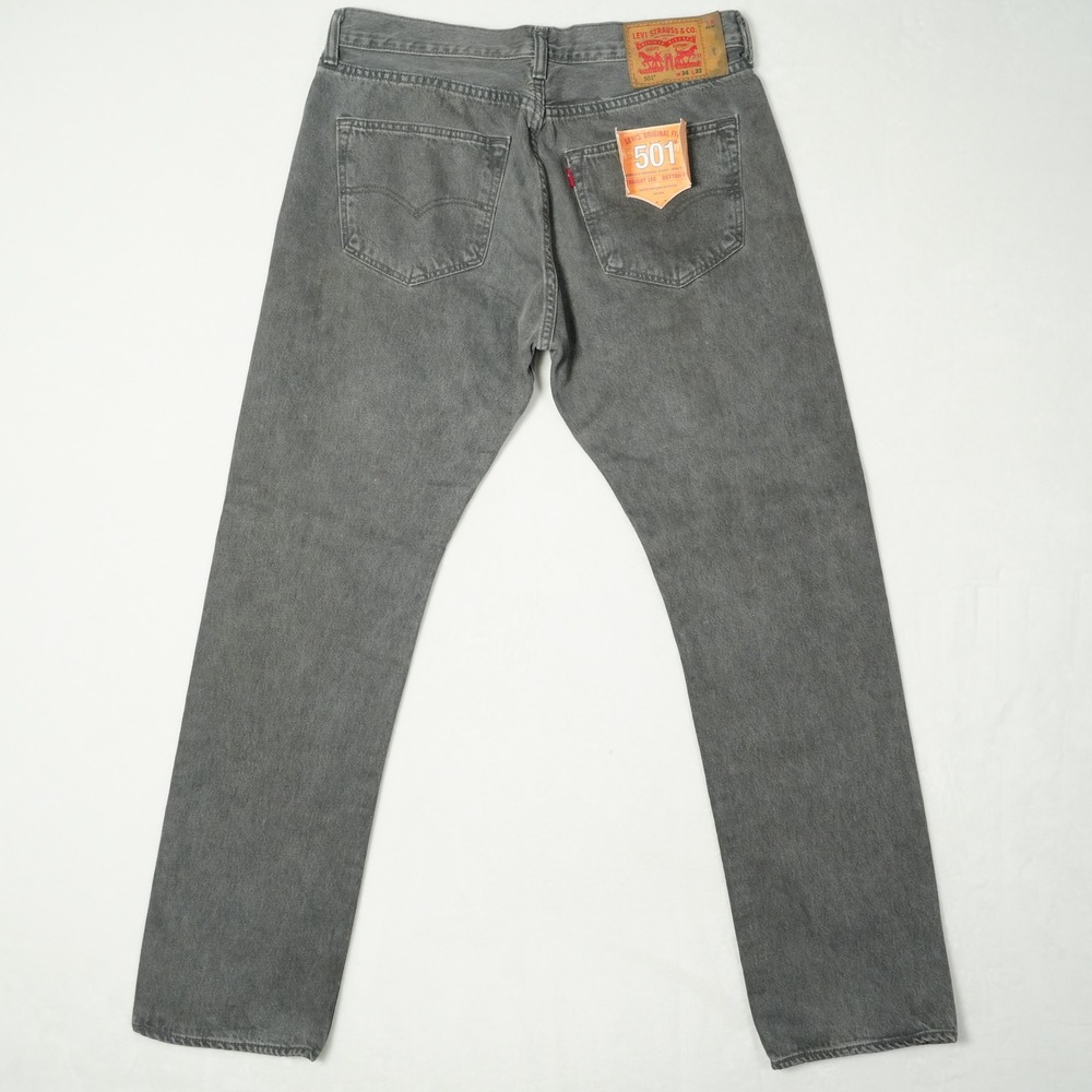Levis 501 Original Fit Jeans Mens 34x32 Grey Straight Leg Button Fly 00501-2495